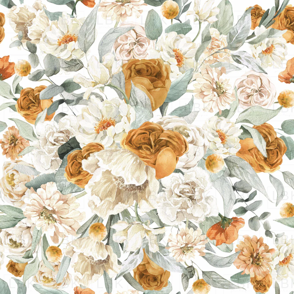 Vintage Gold and Cream Fall Florals