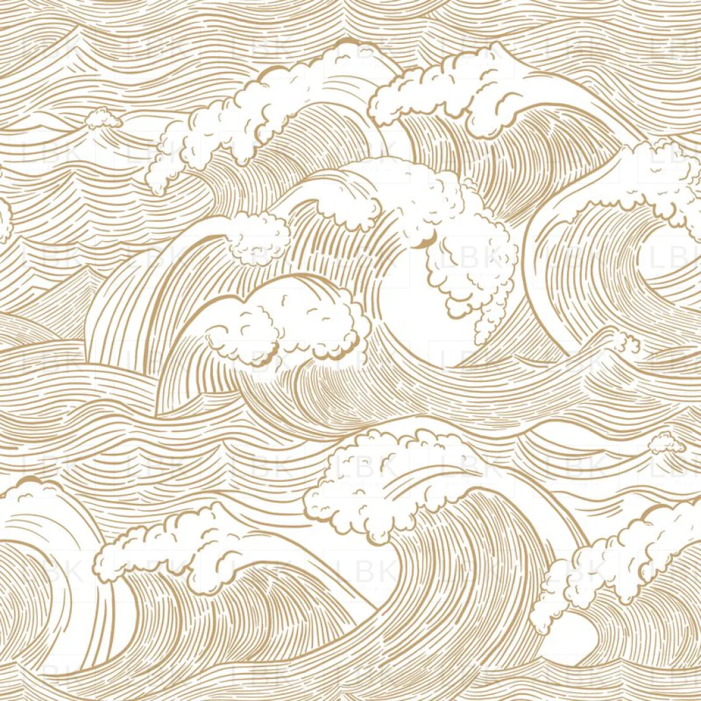 Vintage Ocean Waves in Driftwood on White