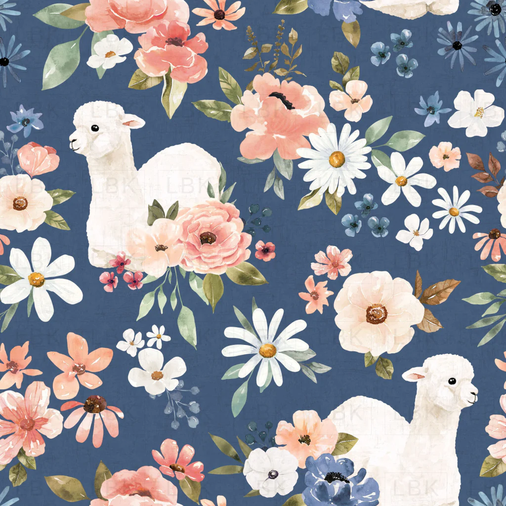 Wanderlust_LlamaFloral_Periwinkle