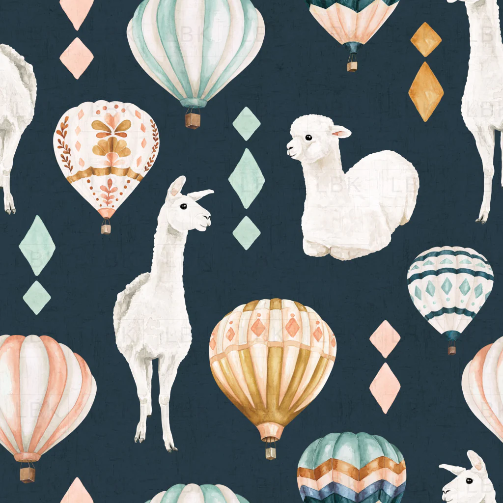 Wanderlust_LlamasBalloons_Navy