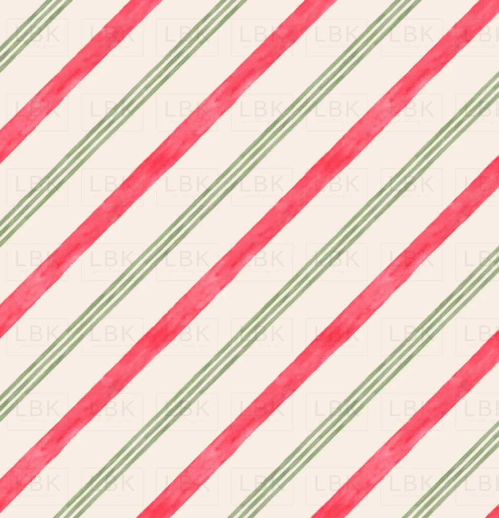 Watercolor Candy Cane Stripes green cream