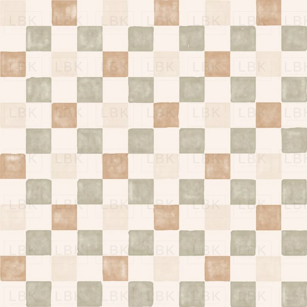 watercolor check - cream sage