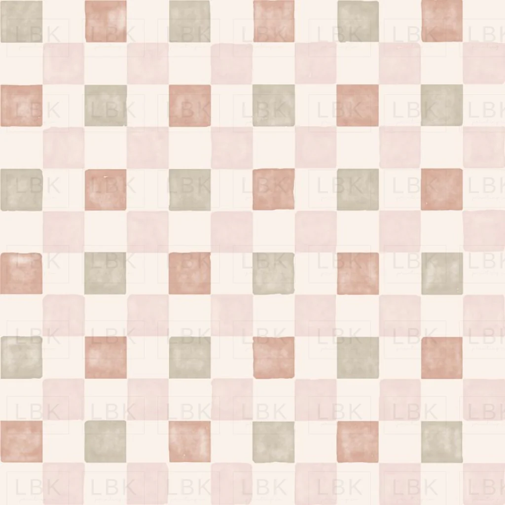 watercolor check - pink sage