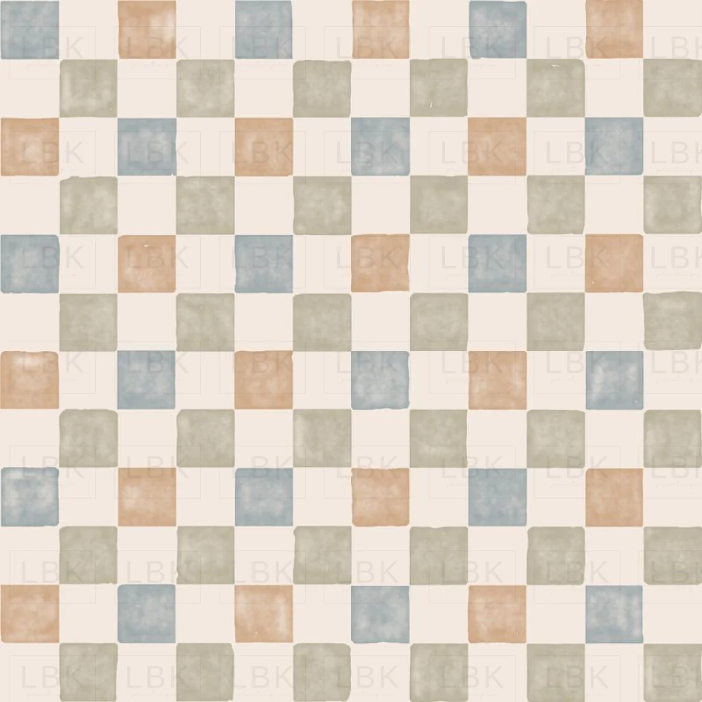 watercolor check - sage dusty blue