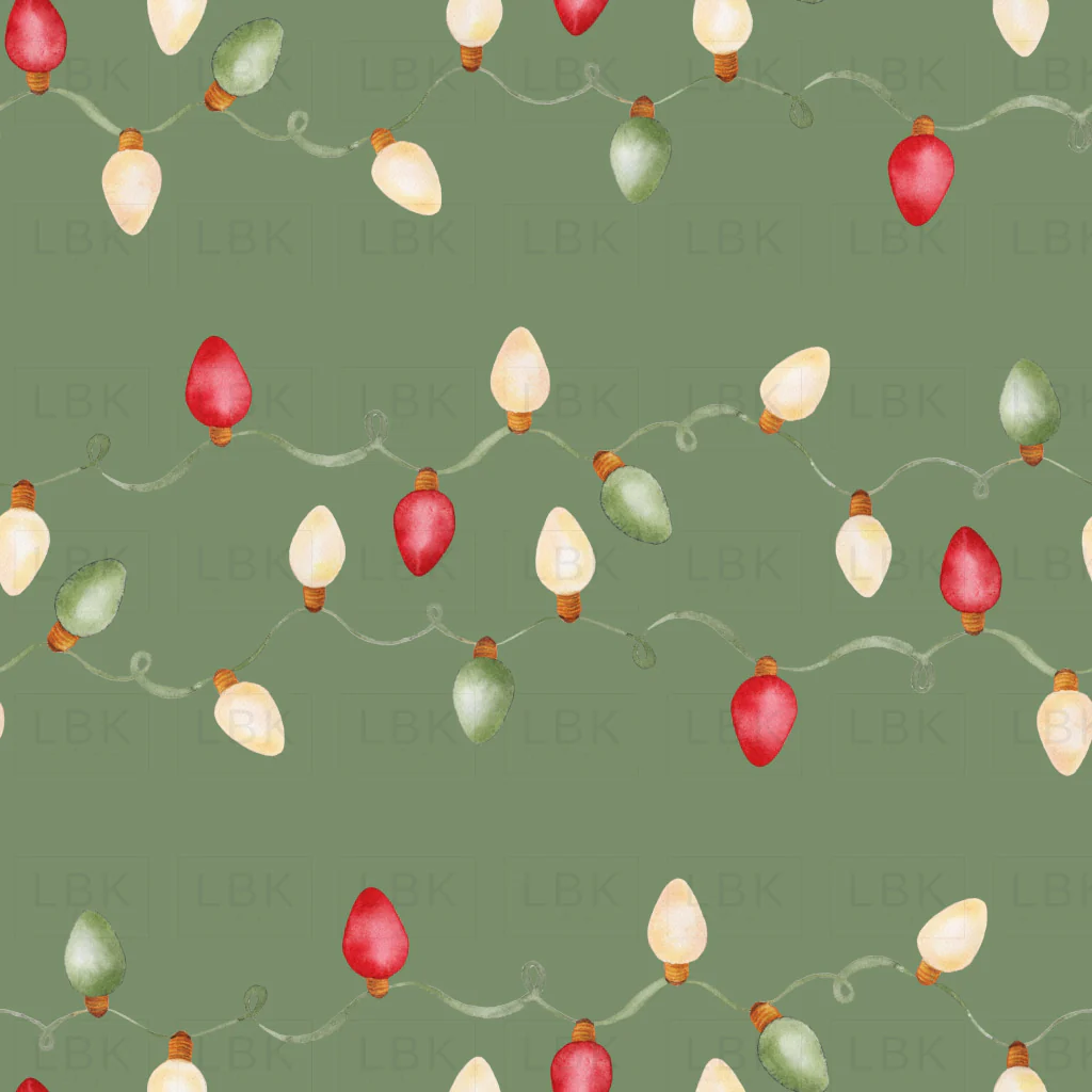 Watercolor Christmas Lights Green