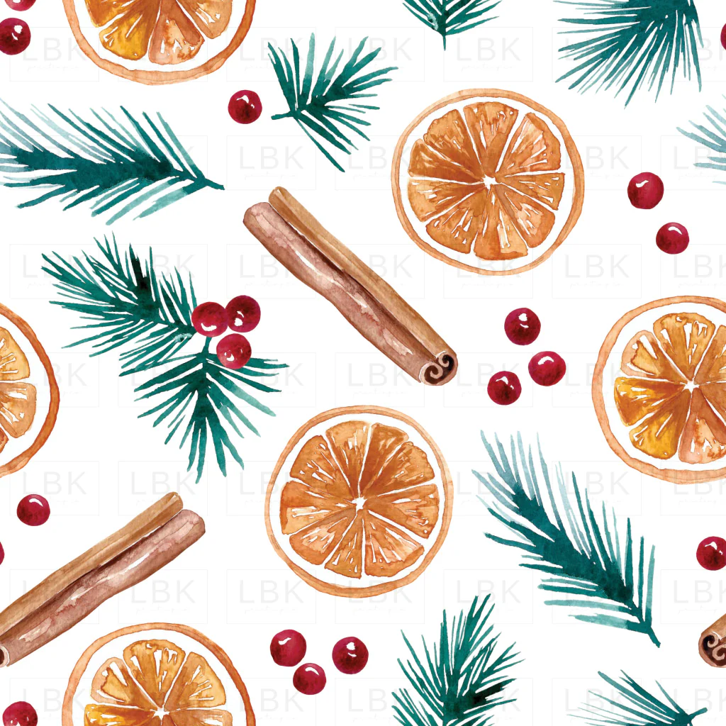 Watercolor Christmas Oranges and Spice