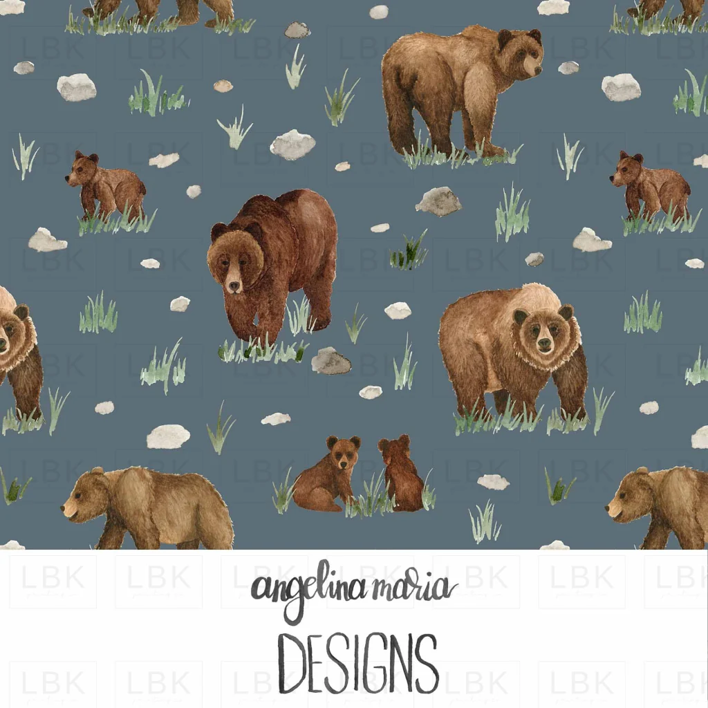 watercolor grizzly bears on slate