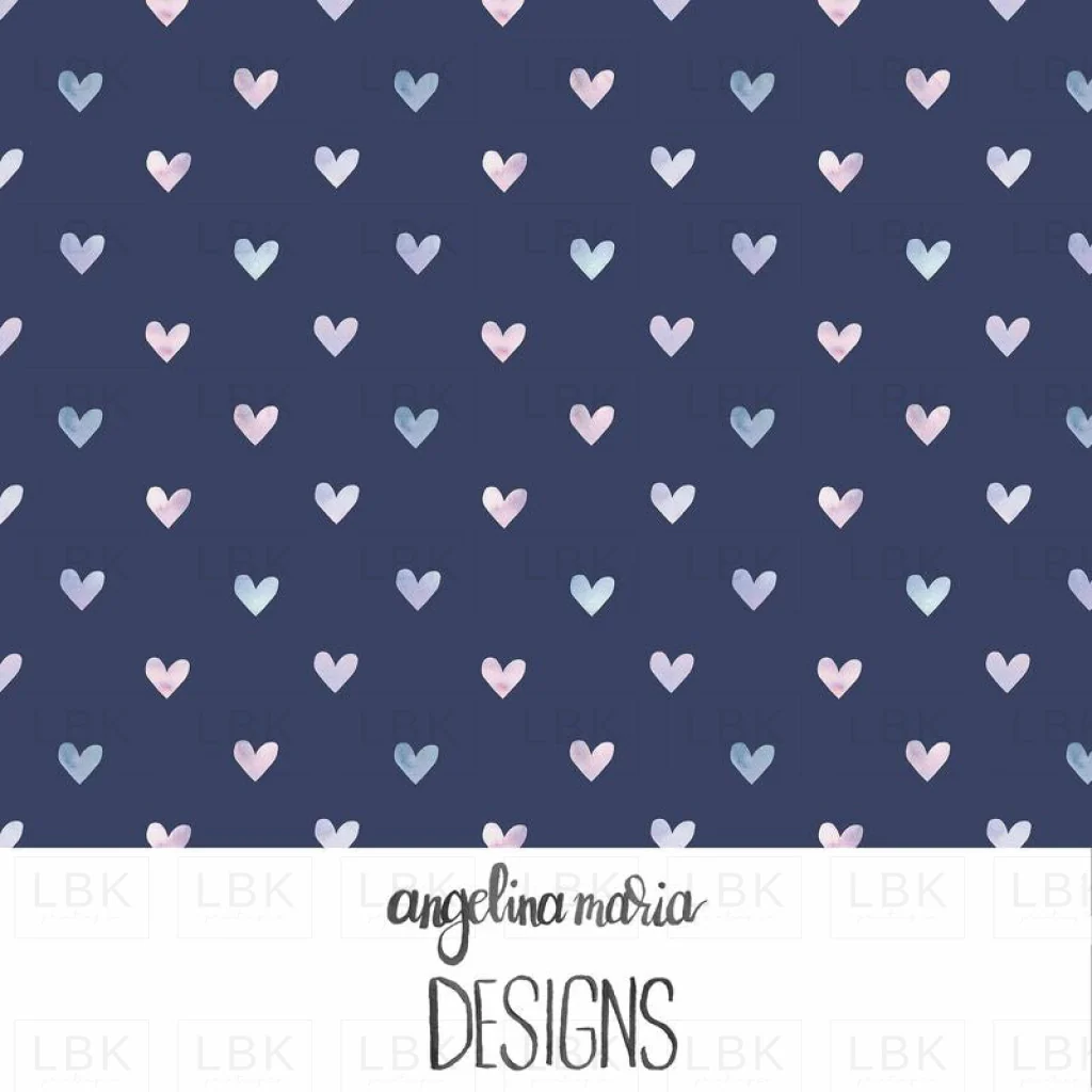watercolor hearts navy