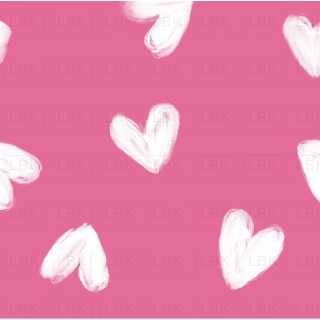 Watercolor Hearts White on Hot Pink