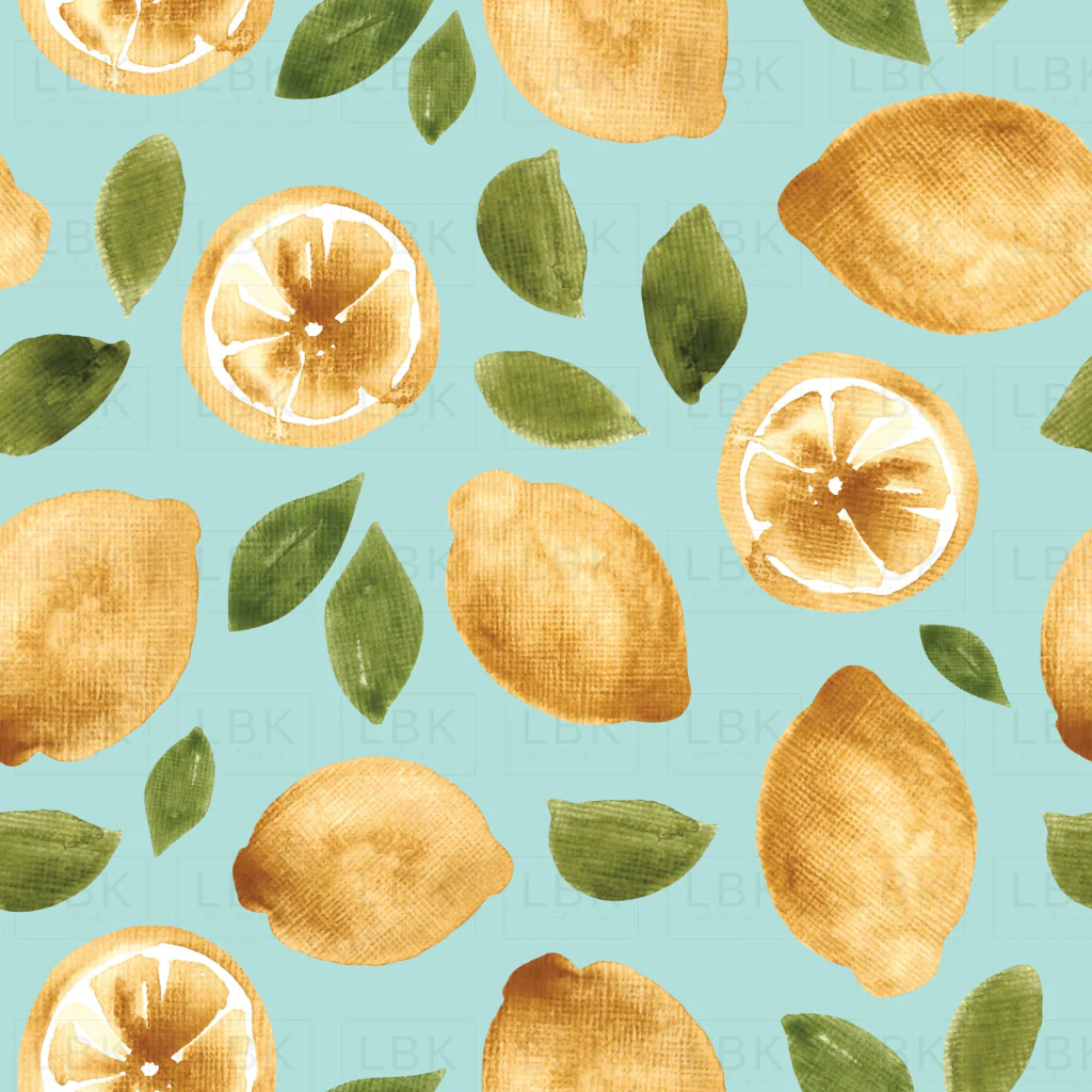 Watercolor Lemons on Blue