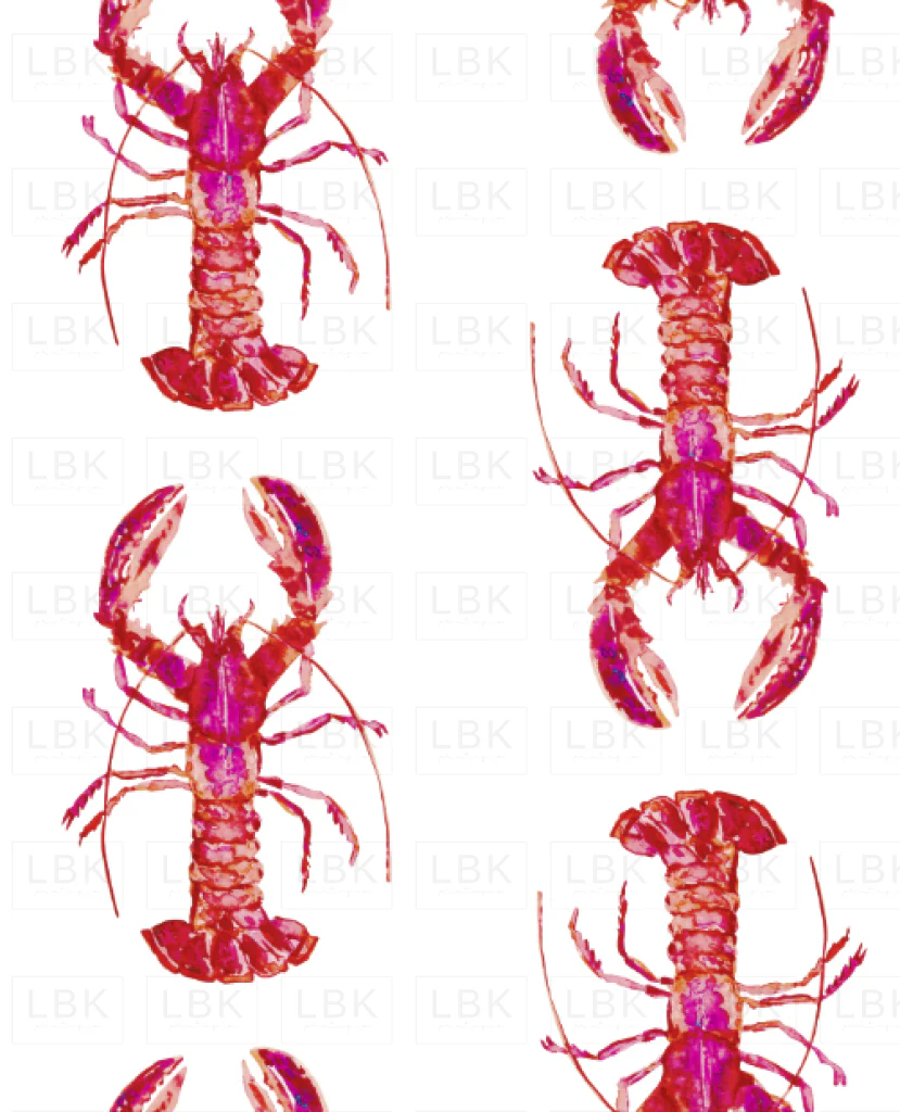 Watercolor Lobsters in Reds and Pinks