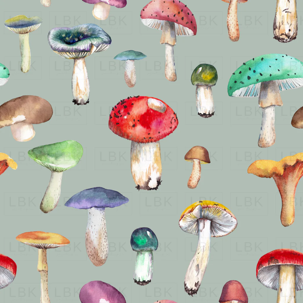 Watercolor Mushrooms on Powder