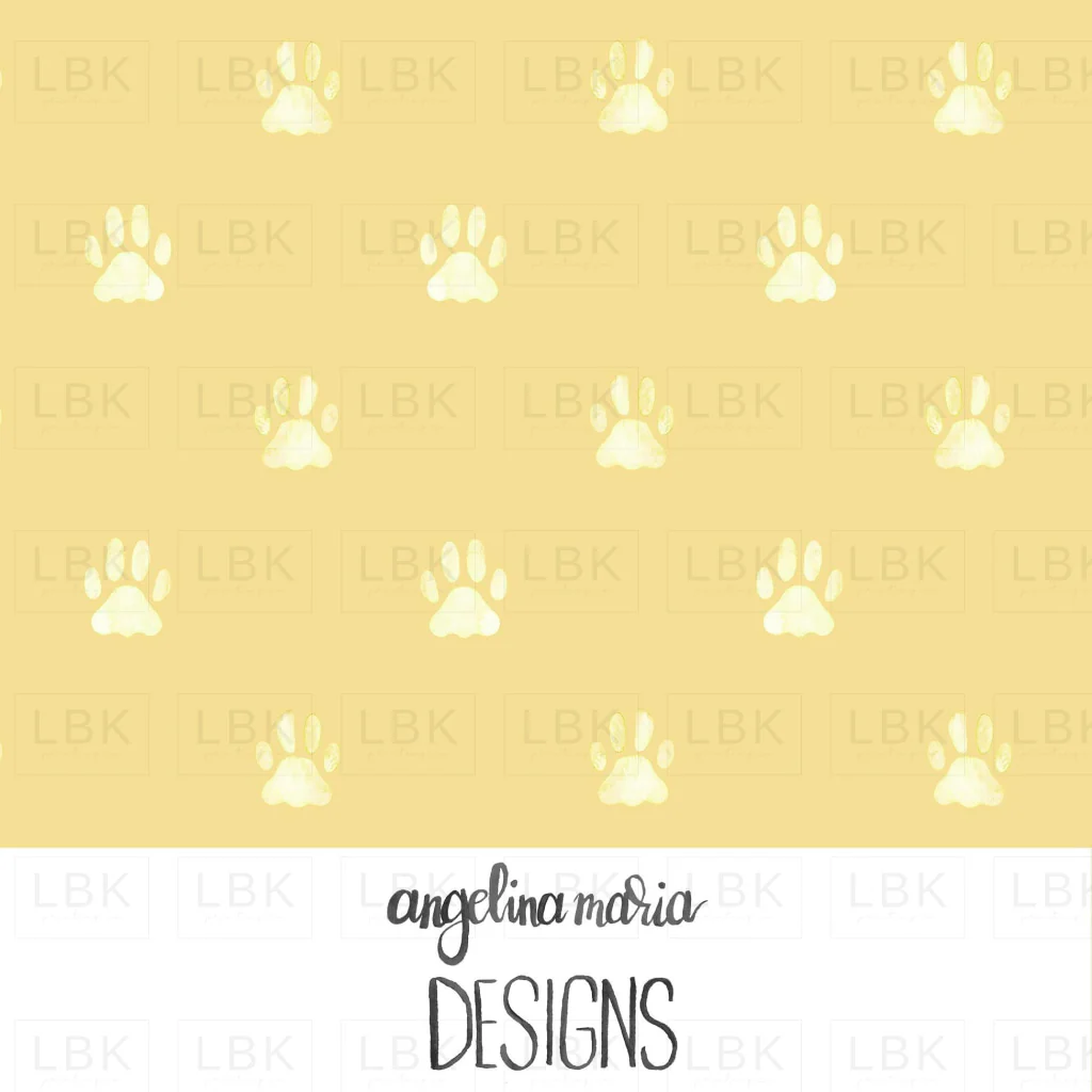 Watercolor Paw Prints in Buttermilk Yellow
