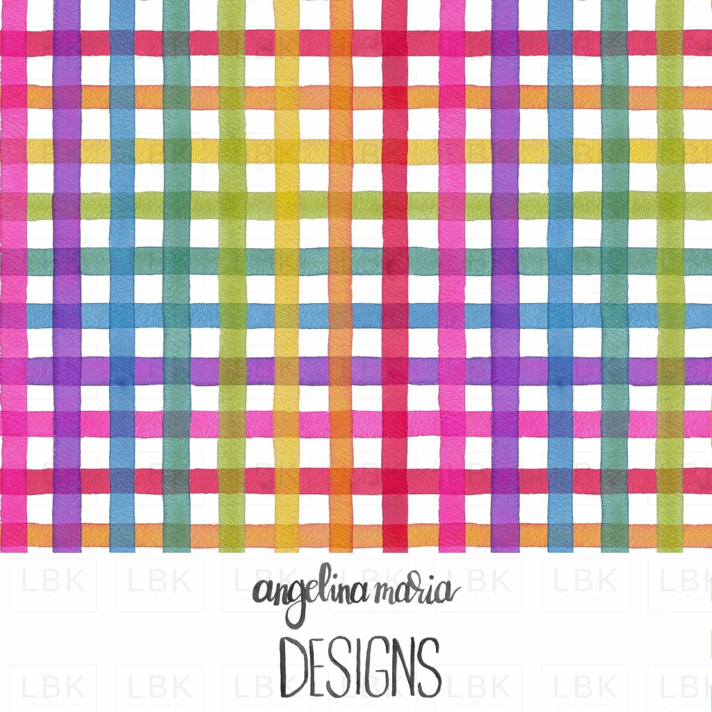 watercolor rainbow gingham