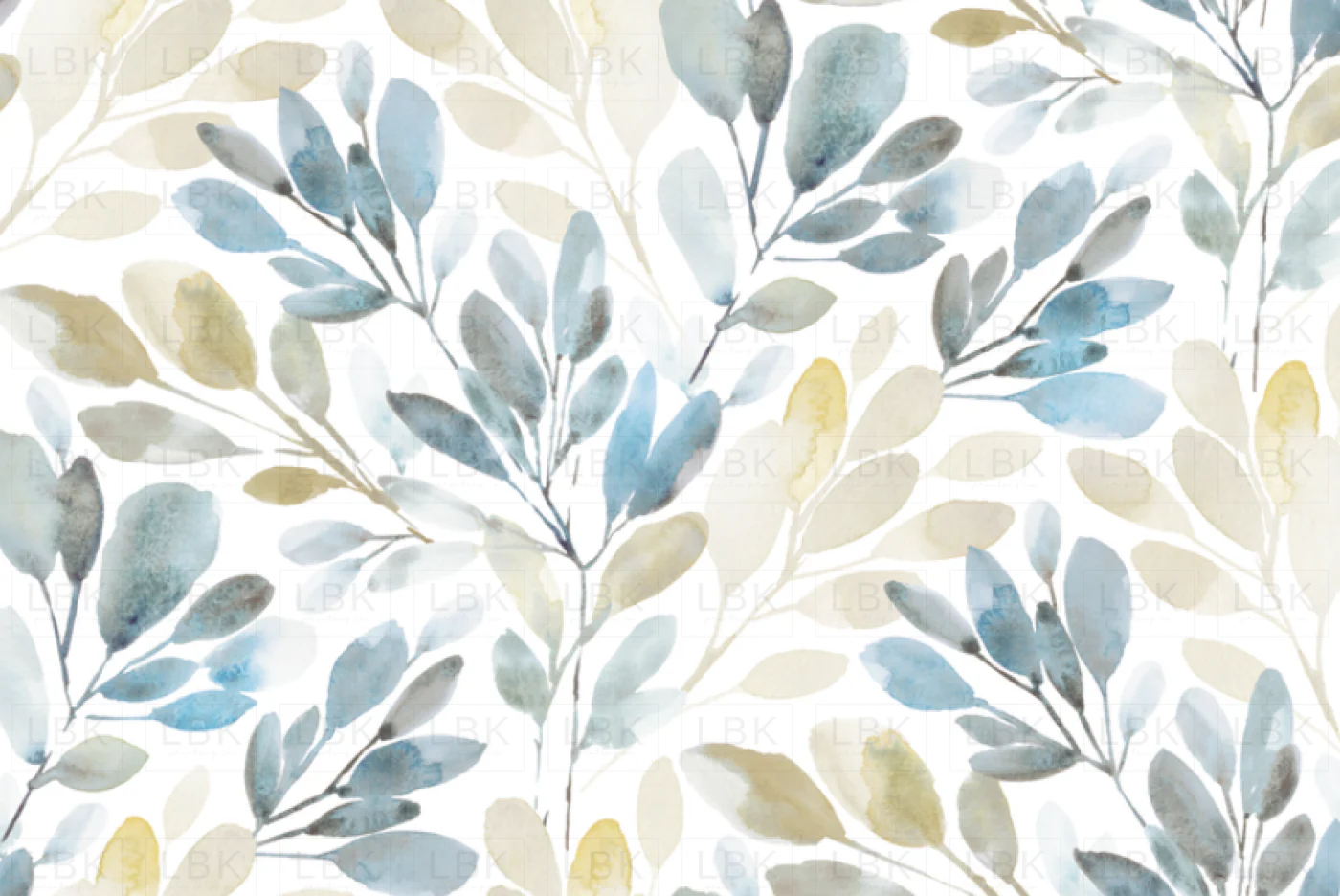 WATERCOLOR SPRIGS BLUE GOLD