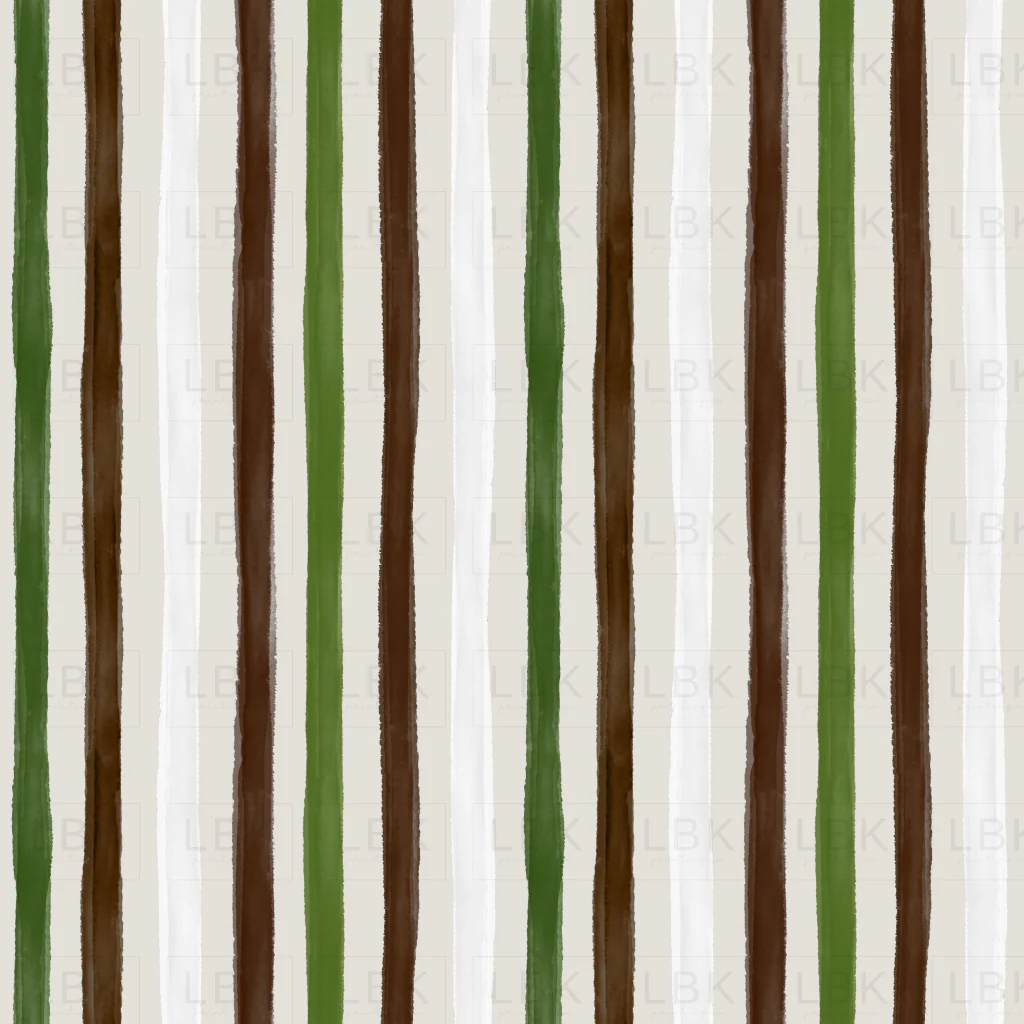 Watercolor Winter Pinecones Stripes