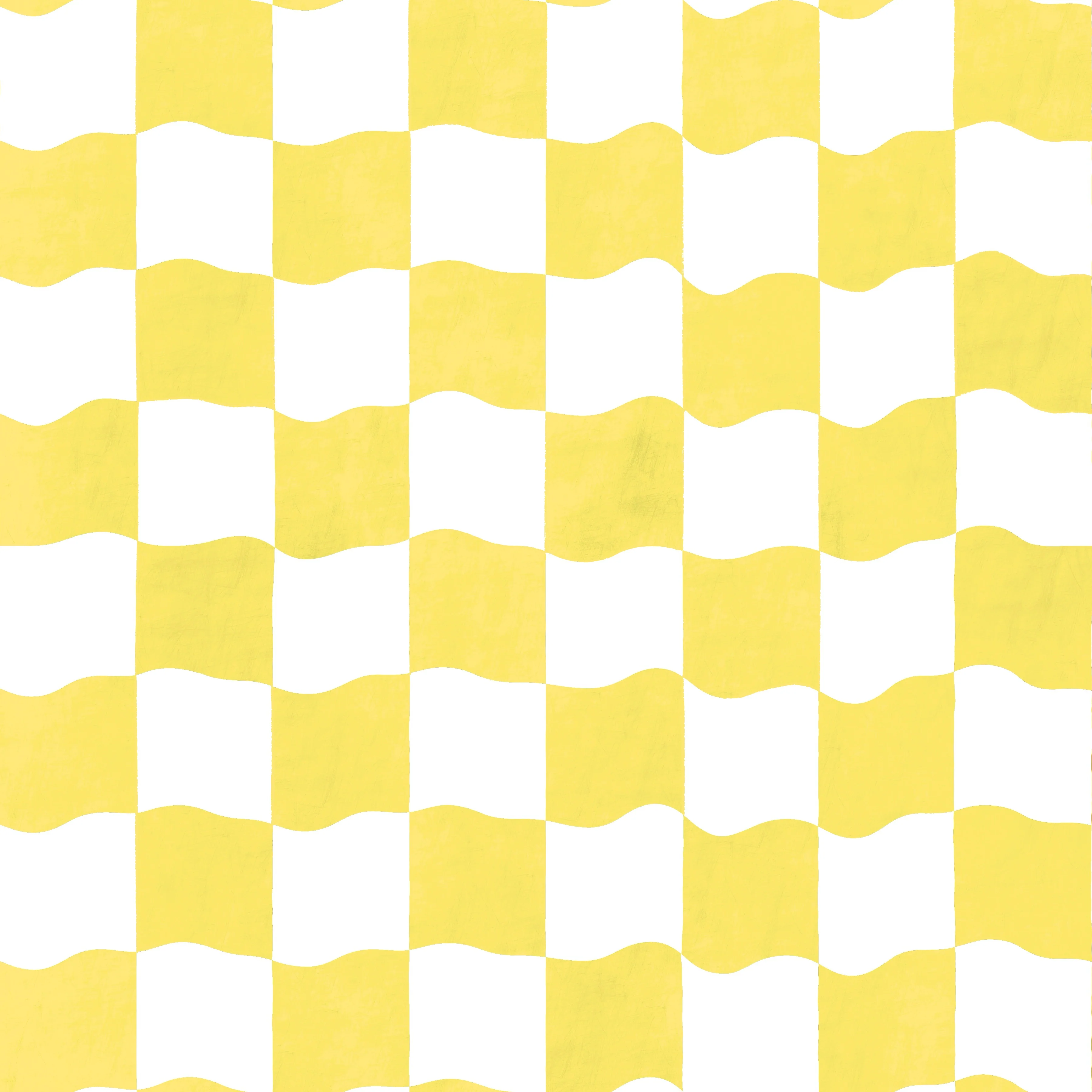 Wavy watercolor checker yellow