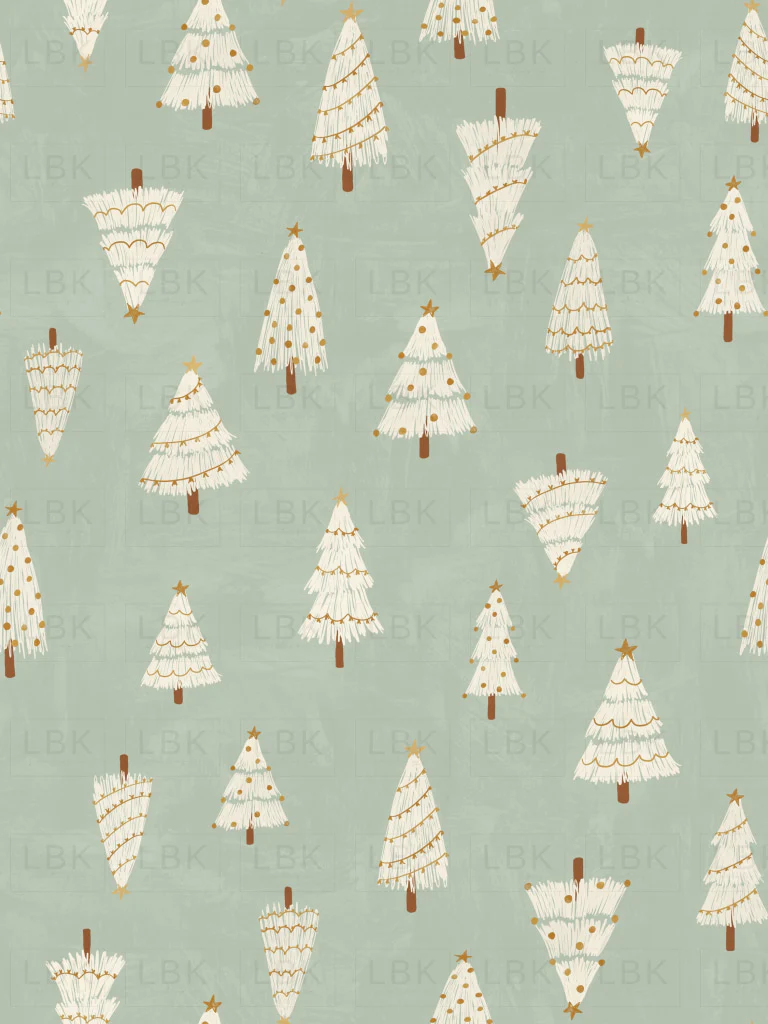 White Christmas trees on Mint Green