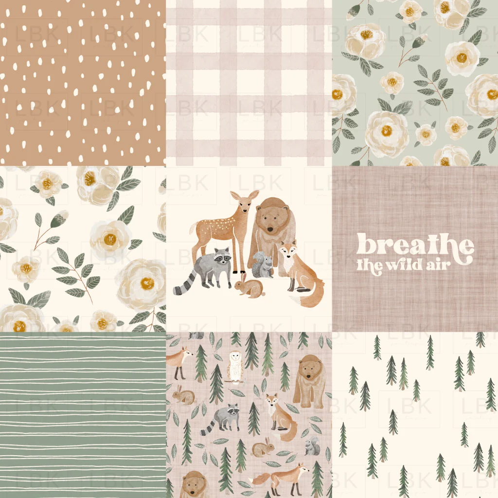 Woodland cheater quilt- pink floral